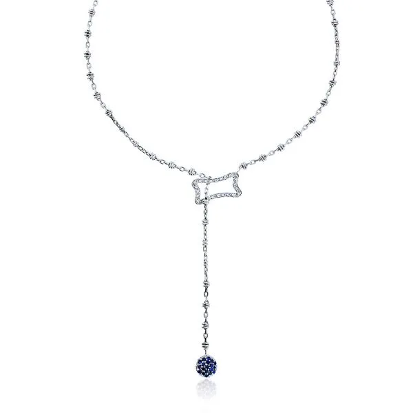 14K White Gold Diamond & Sapphire 17